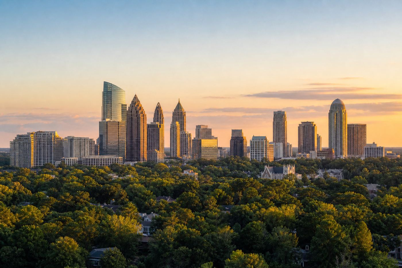 Buckhead Atlanta skyline with tree canopy